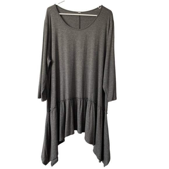 Women's 3XL Plus Boho Asymmetrical Tiered Ruffle Tunic Top Versatile Lagenlook - Picture 1 of 6